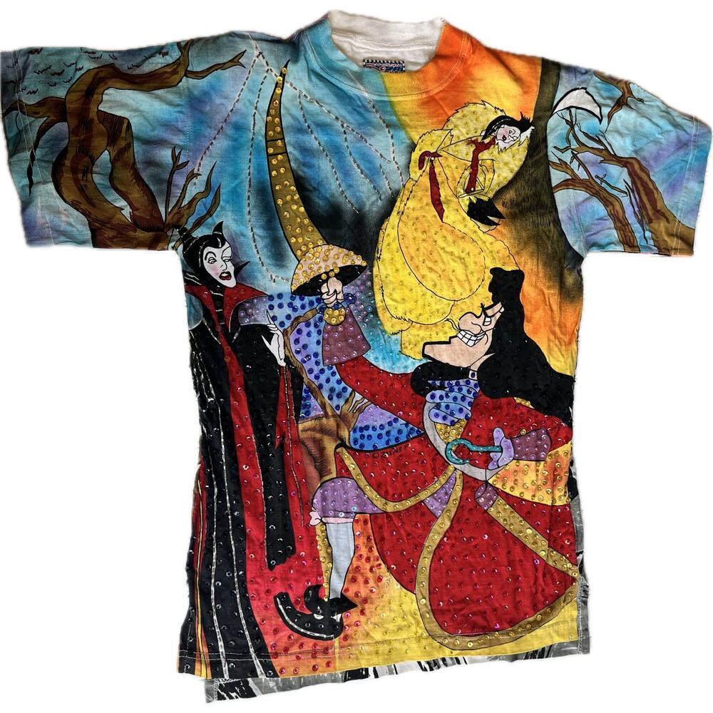 Vintage Disney Villains Shirt Jou Jou Sequins Y2K 90s Maleficent Ursula Cruella